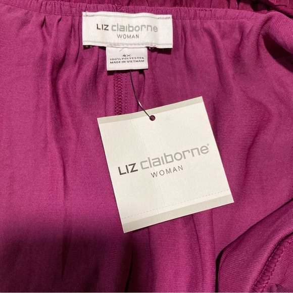 Liz Claiborne Raspberry‎ Pink Long Sleeve Tie Front Blouse | Silky & Flowy - Picture 6 of 8